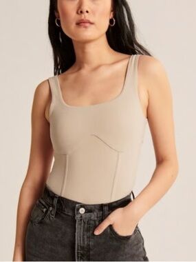 Abercrombie & fitch soft collection Sleeveless Beige Bodysuit Tank a